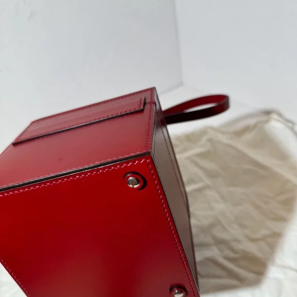 AUTHENTIC Moynat Calfskin Mini Vanity Case Clutch Red